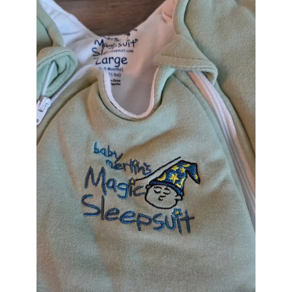 Baby Merlin's Magic Sleepsuit Large 6-9 Months Mint Green Swaddle Transition